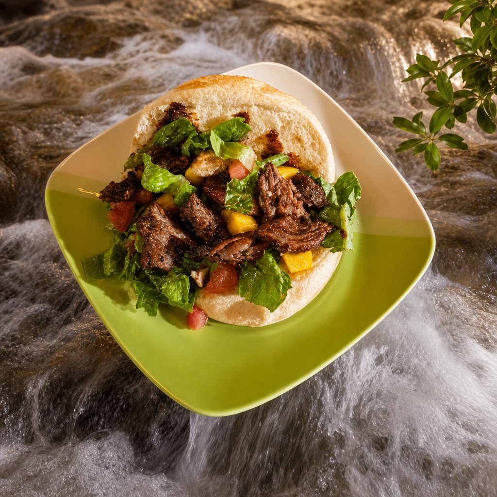 Jerk Beef Sandwich.